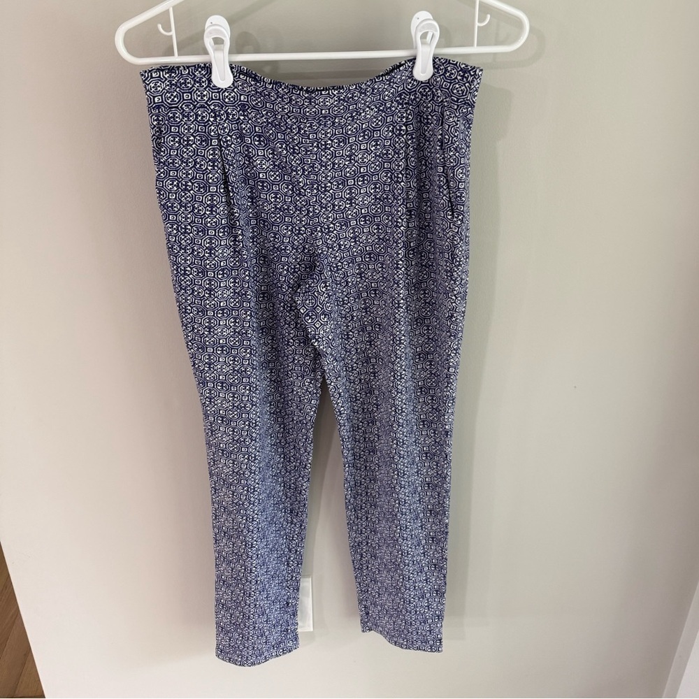 J. McLaughlin Navy Blue/White Patterned Pants - Size Small